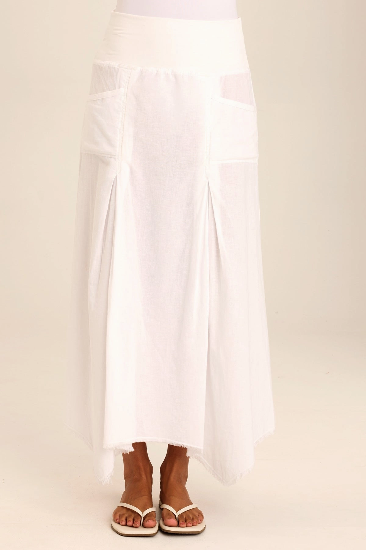 Effortless Wear Triste Linen Bohemian Sharkbite Maxi Skirt