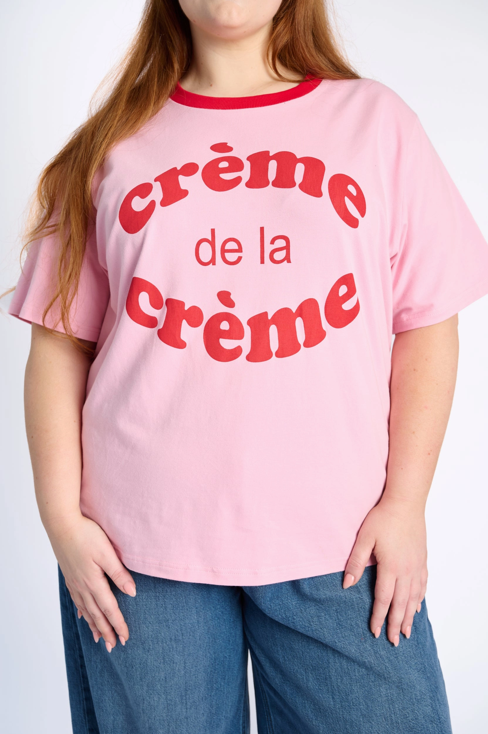 Layered Collar System Creme Tee in Soft Pink