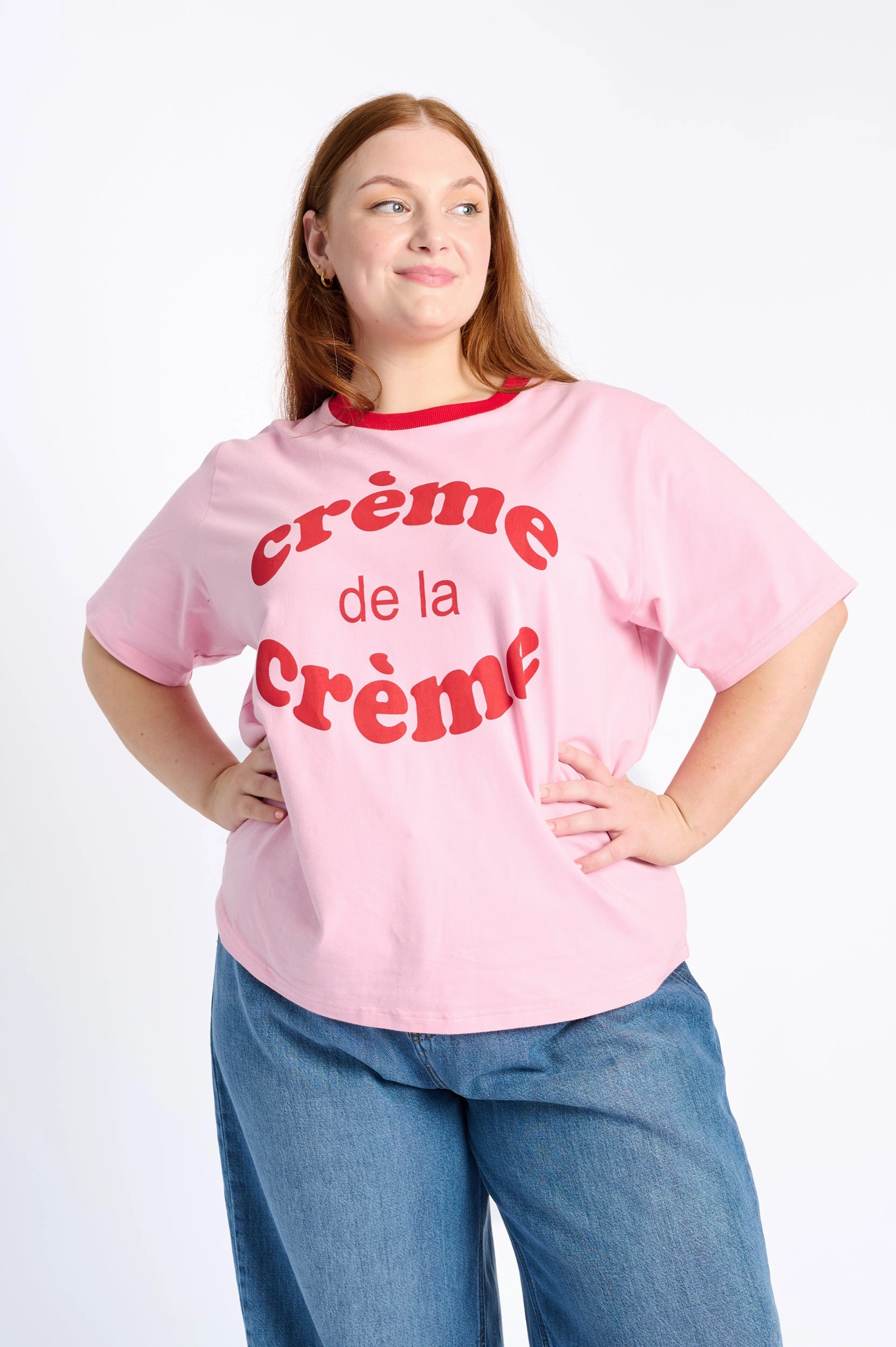 Multipurpose Layering Piece Reinforced Seam Technique Creme Tee in Soft Pink