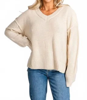 Thermal Lining Chunky Knit Sweater In Cream