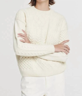 Casual Warmth Crewneck With Patchwork Pattern In Butter