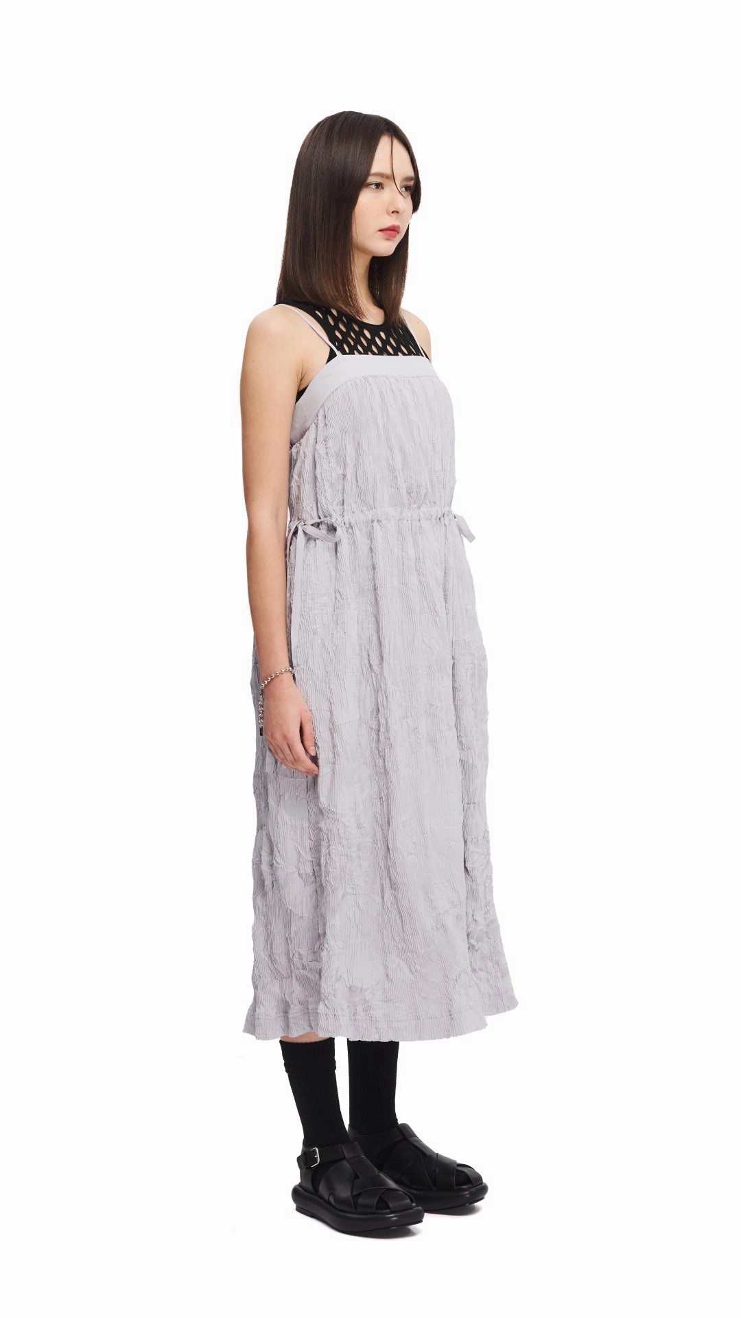 Crinkle Pleat Dress Contemporary Wear Semi Fit