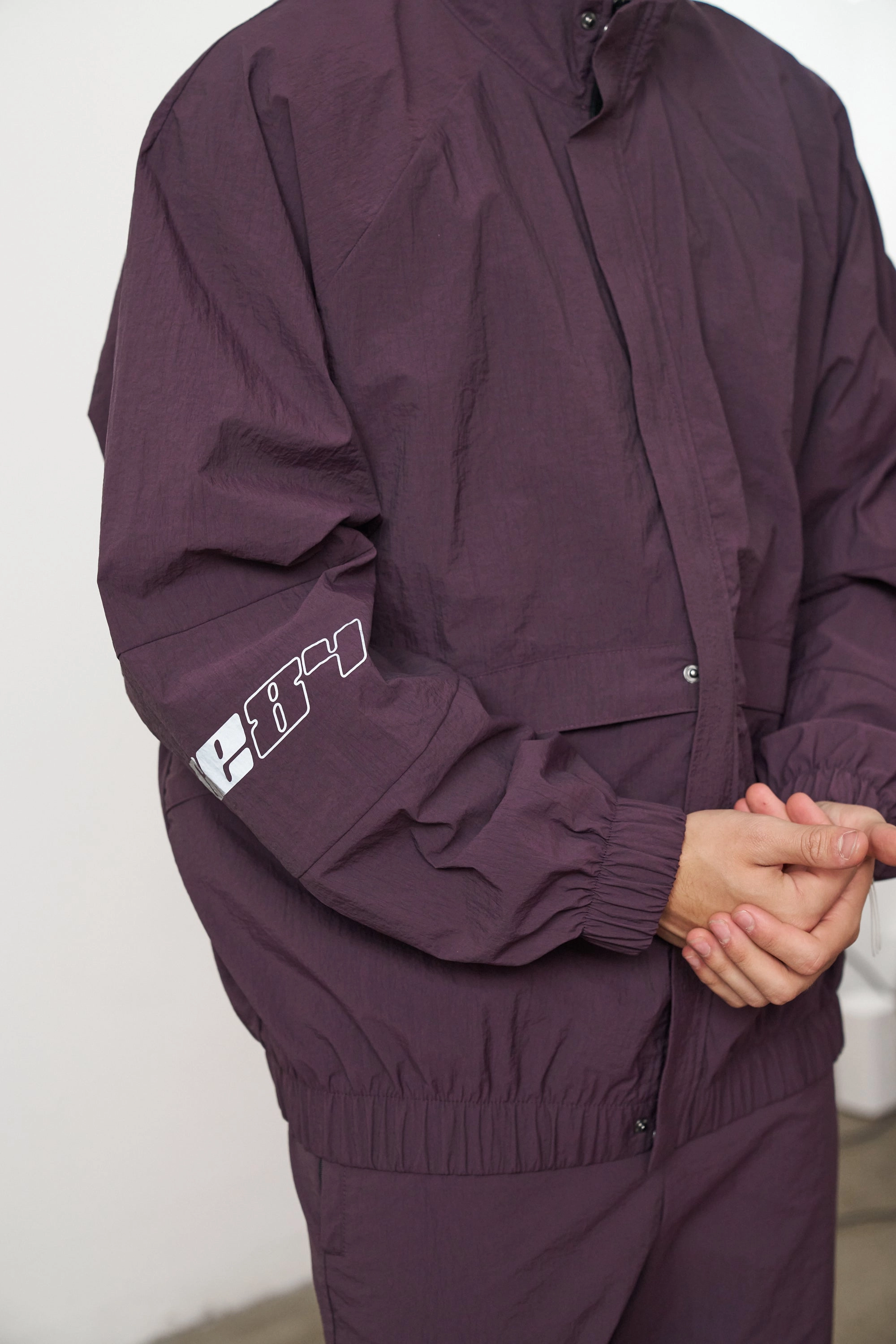 Vice 84 'Reflective Racer' Nylon Track Jacket - Burgundy Convertible 2 In 1 Function