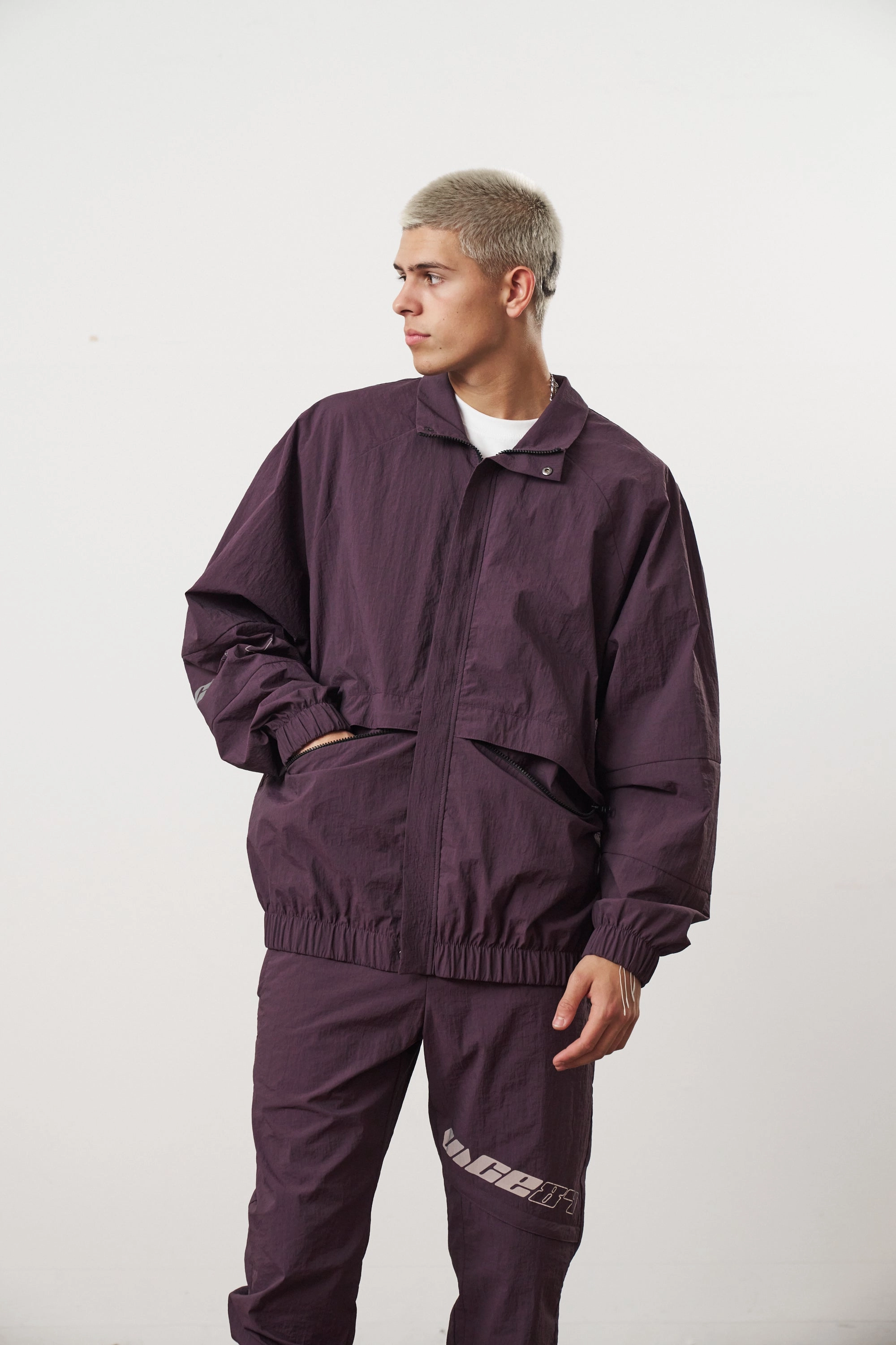 Adaptive Tension Bands Vice 84 'Reflective Racer' Nylon Track Jacket - Burgundy