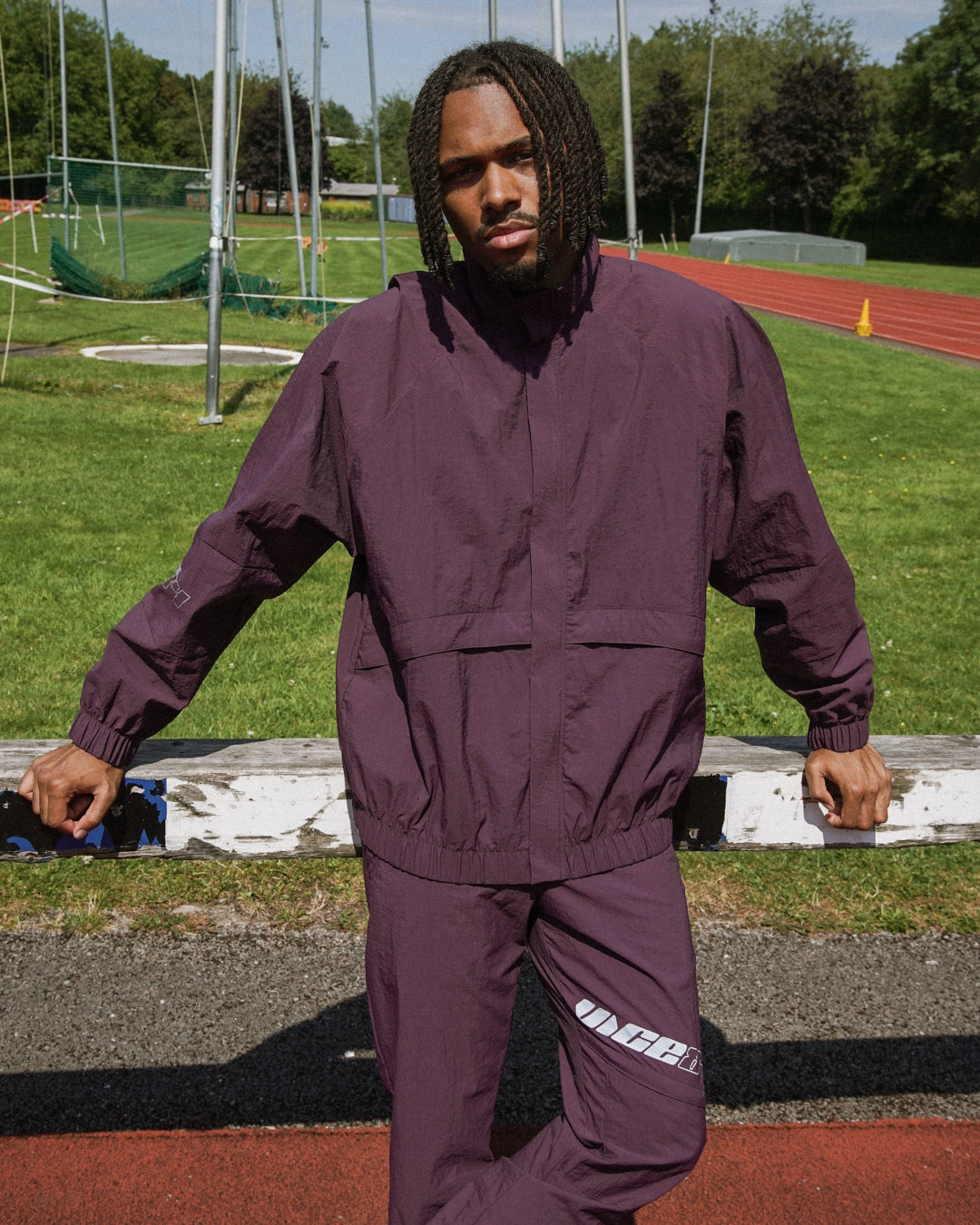 Glow In Dark Trims Lightweight Feel Vice 84 'Reflective Racer' Nylon Track Jacket - Burgundy