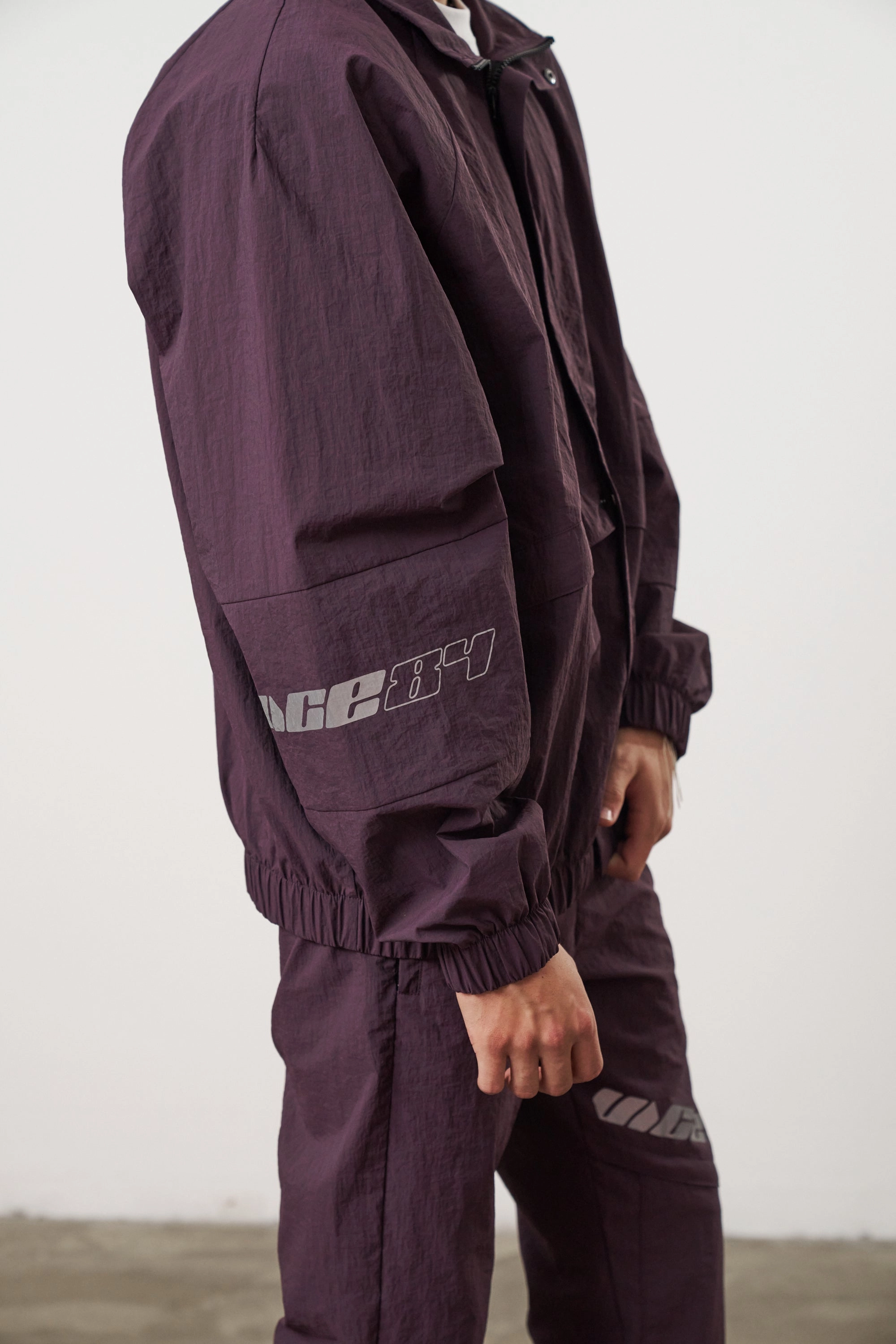 Vice 84 'Reflective Racer' Nylon Track Jacket - Burgundy Survival Use ThermalInsulation