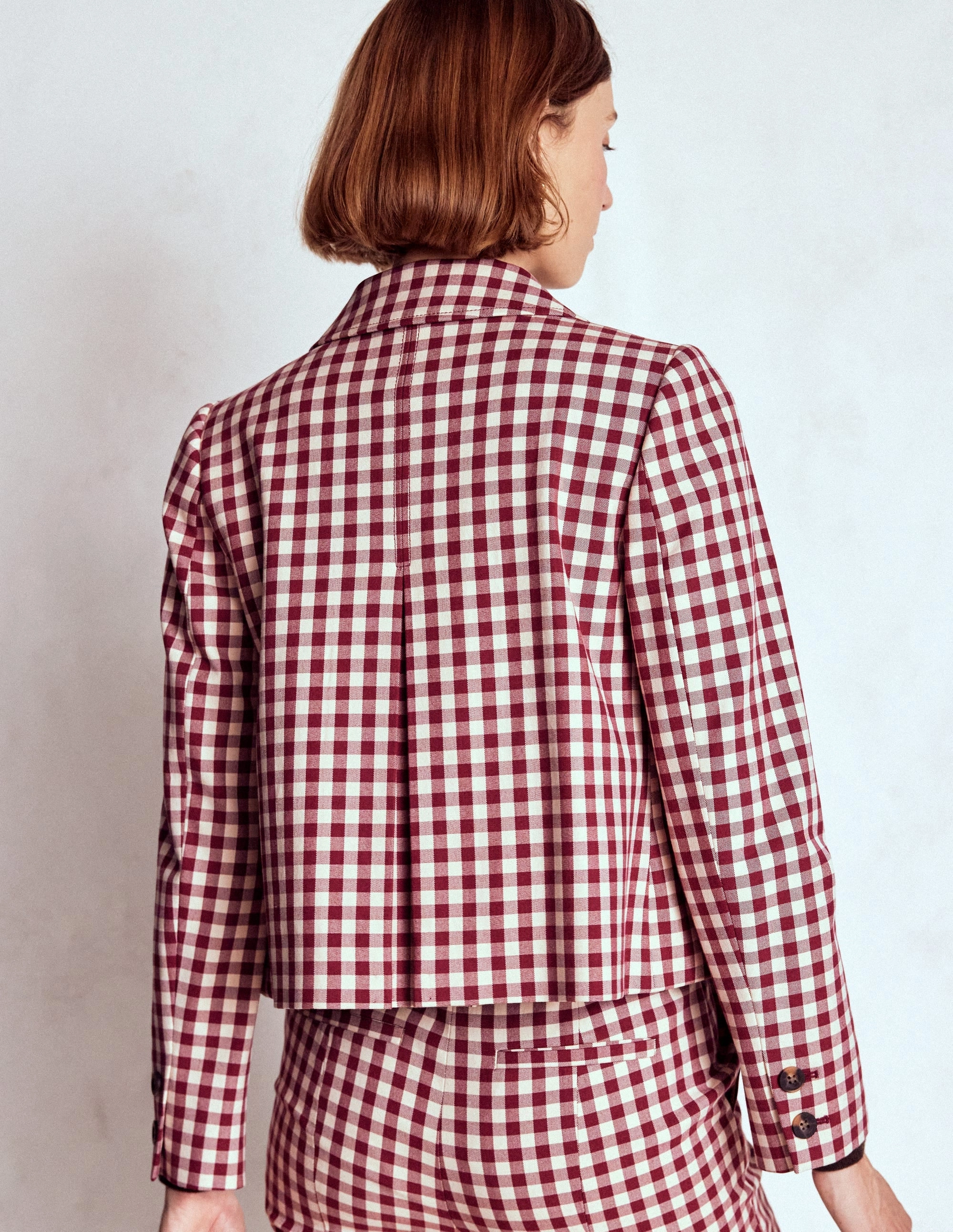Embellished Trim Knightsbridge Gingham Jacket-Chestnut Gingham