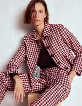 AdjustableDrawstring Knightsbridge Gingham Jacket-Chestnut Gingham