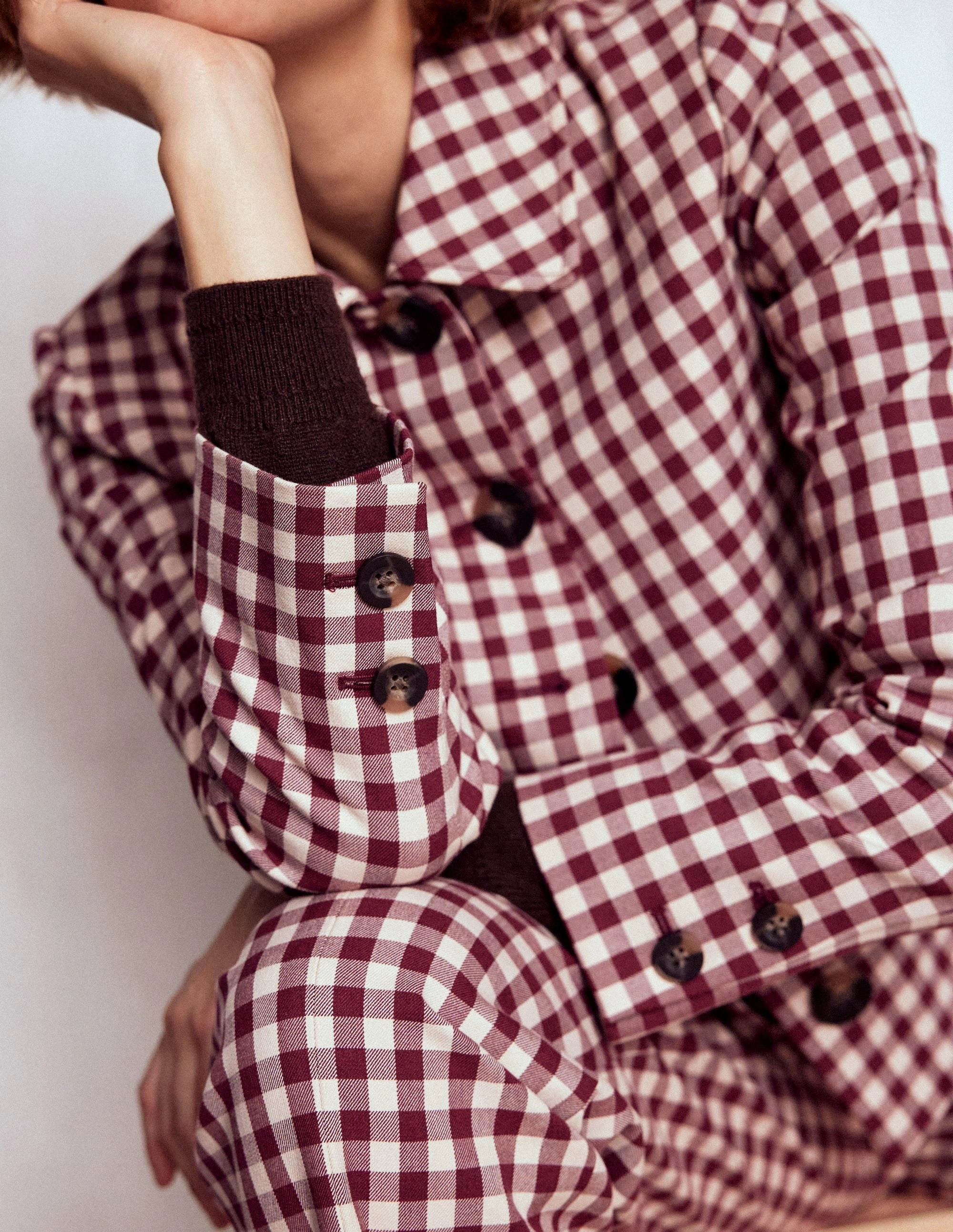 Adjustable drawstring Knightsbridge Gingham Jacket-Chestnut Gingham