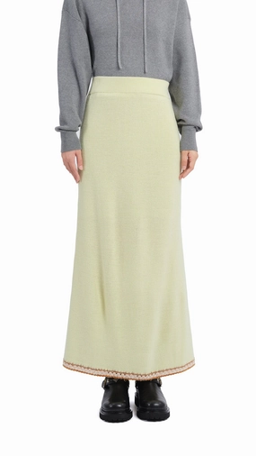 Pleated Construction Crochet Trims Pencil Skirt