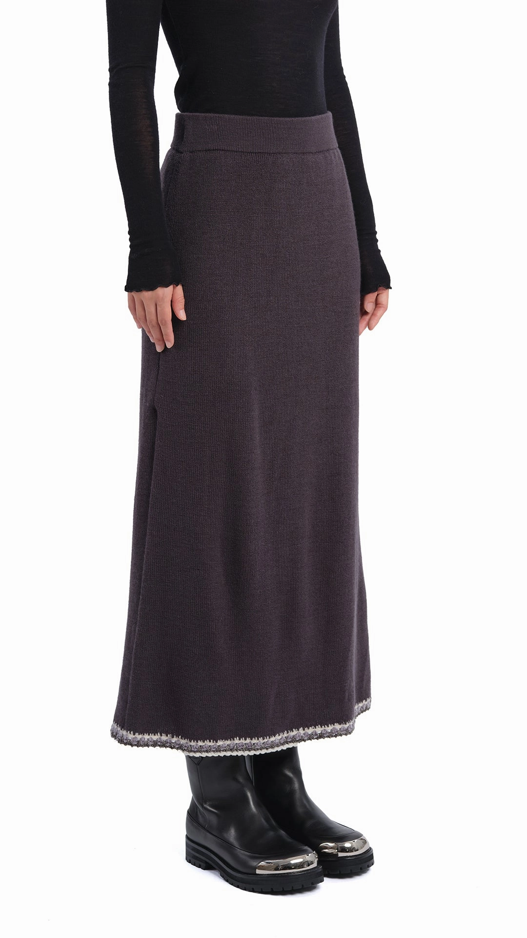 Polished Look Crochet Trims Pencil Skirt