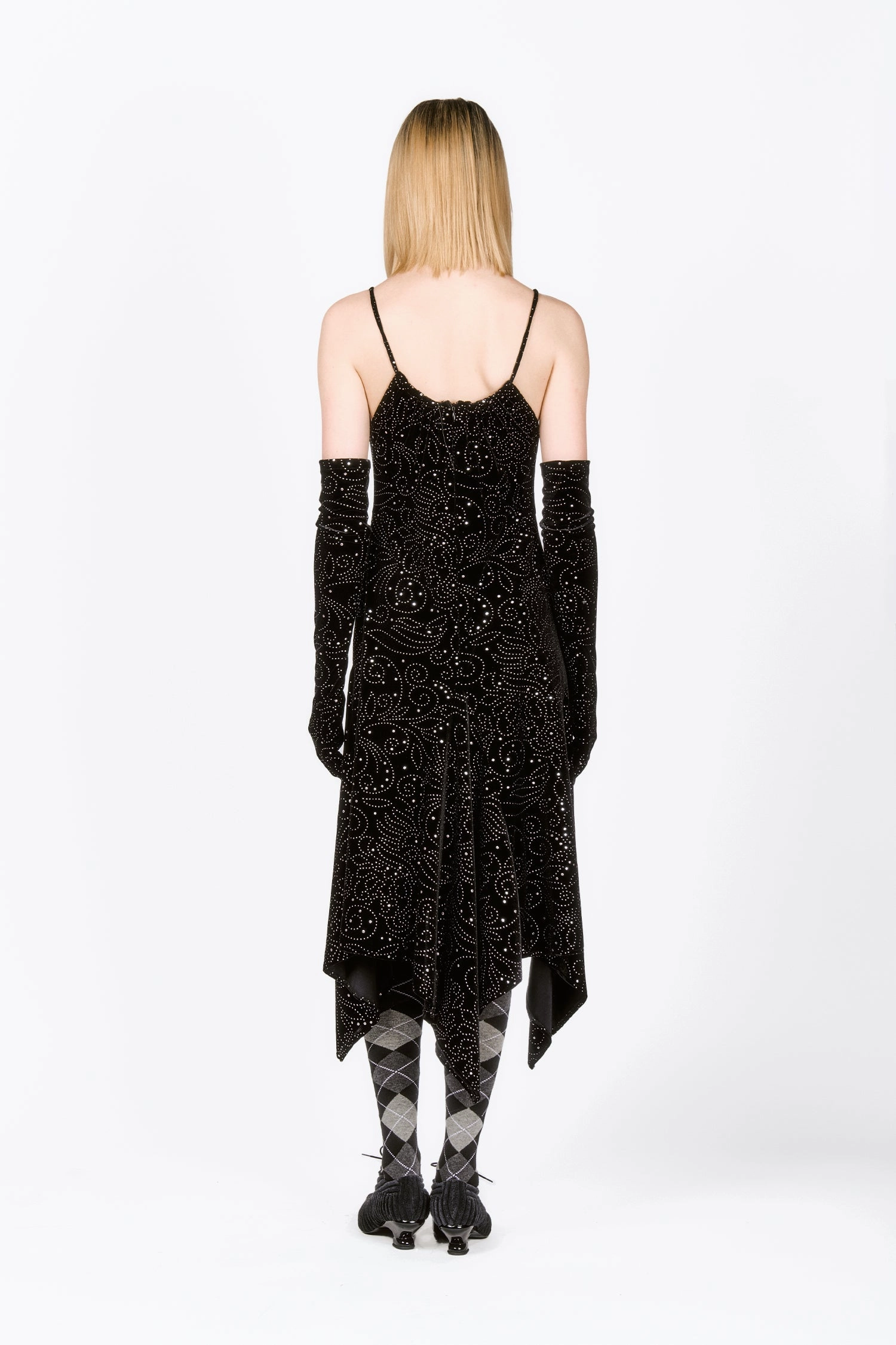 Jubilee Velvet Godet Dress Dreamy Presence Open Design