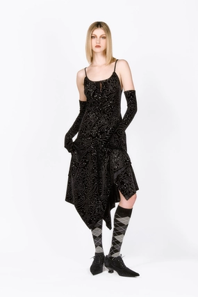 Elegant Flow Smooth Texture Jubilee Velvet Godet Dress