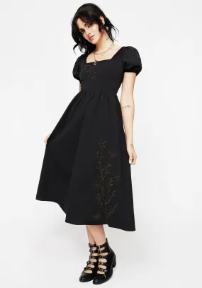 Cressida Moth Embroidered Midi Dress Evening Wear wrap waist