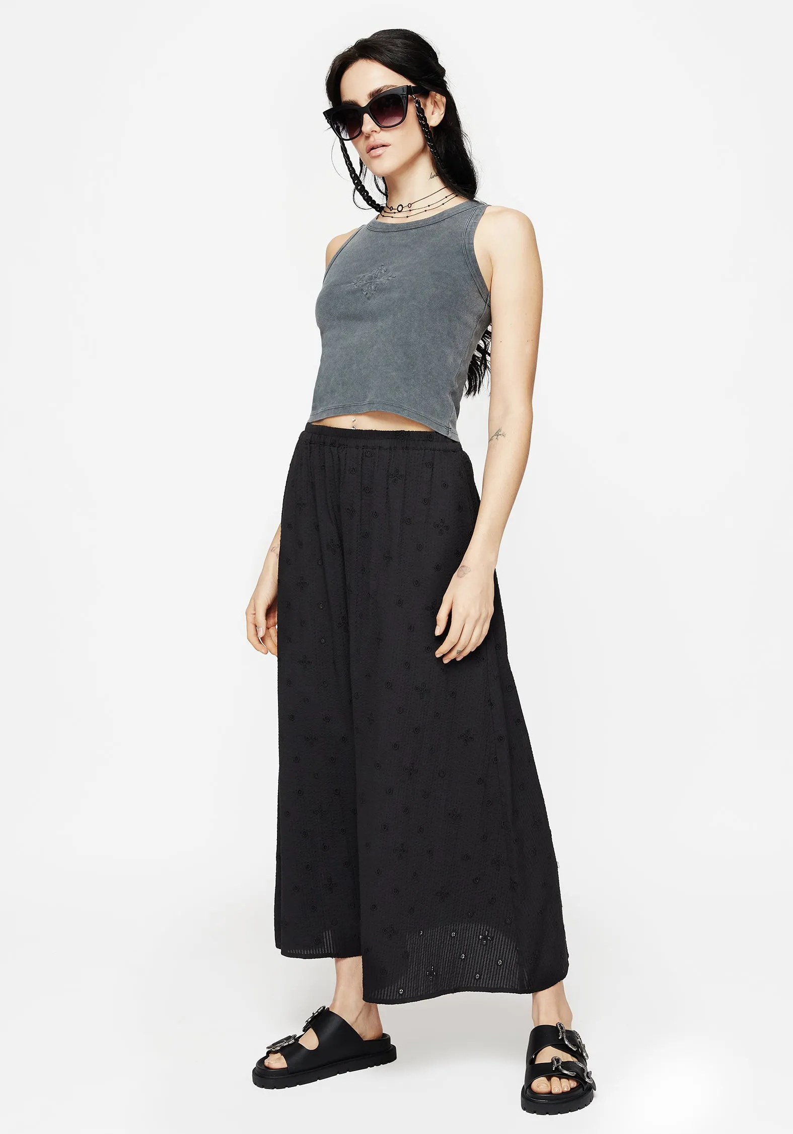 Crux Broderie Midaxi Skirt Mid Rise