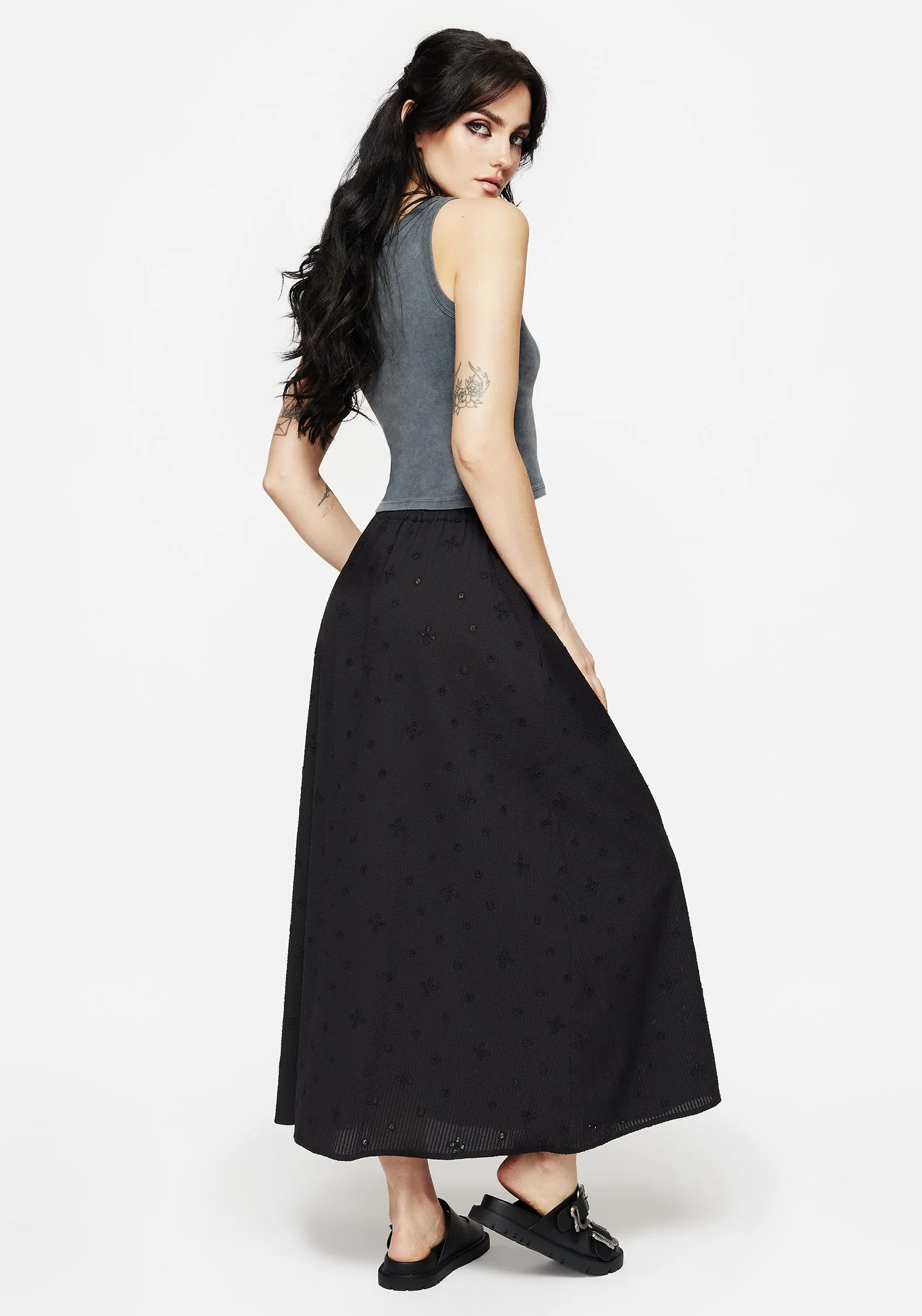 Crux Broderie Midaxi Skirt Breathable Lining