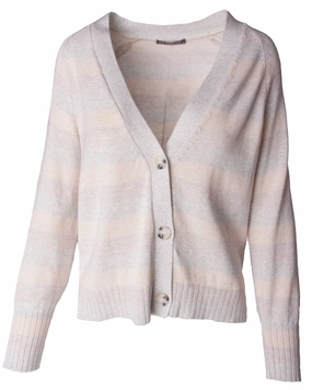 Women's Rebecca Marled Stripe Cardigan In Neutral Combo Moisture Wicking Technology