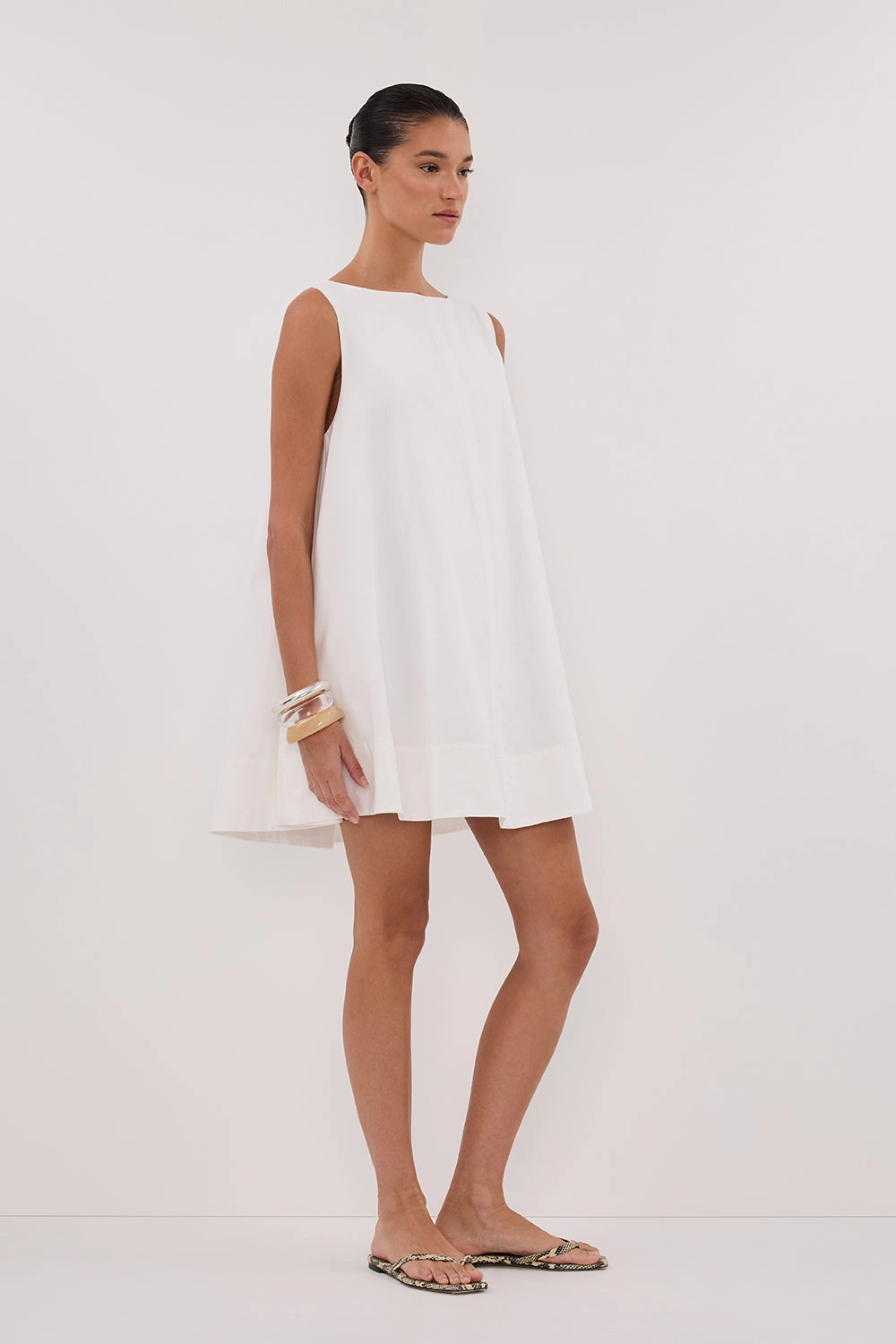 Night Style MAISIE WHITE POPLIN MINI DRESS