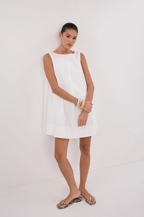 MAISIE WHITE POPLIN MINI DRESS vacation look