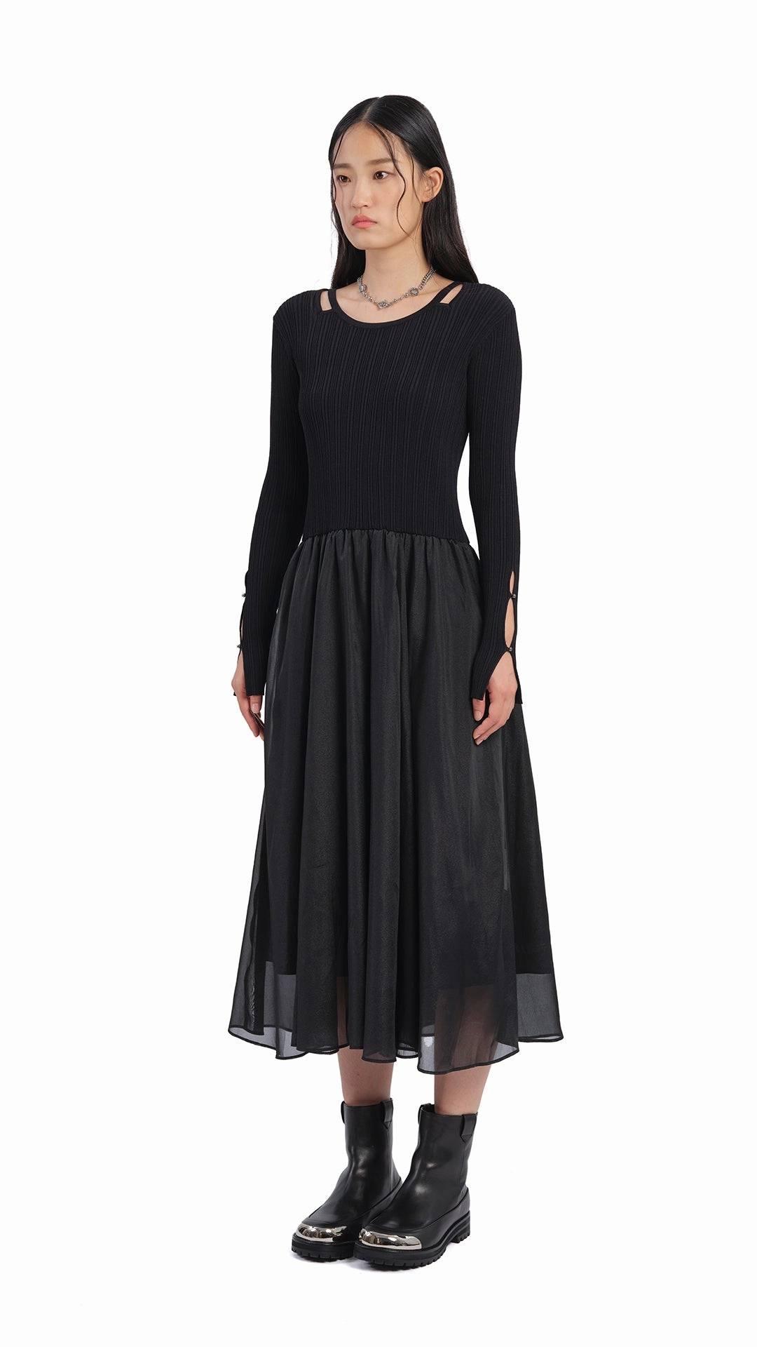 Cut-Out 2 In 1 Knit Dress Dreamy Look