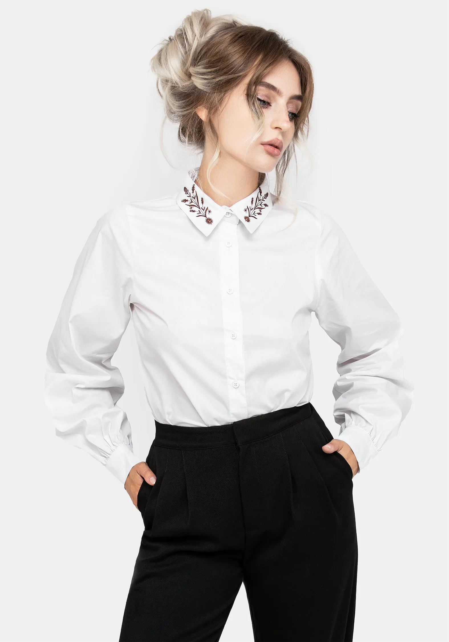 Dark Cybele Embroidered Button Up Shirt