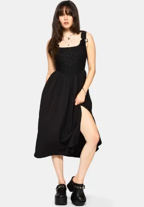Sophisticated cocktail dress Charming Style Cybele Embroidered Front Corset Bodice Midi Dress