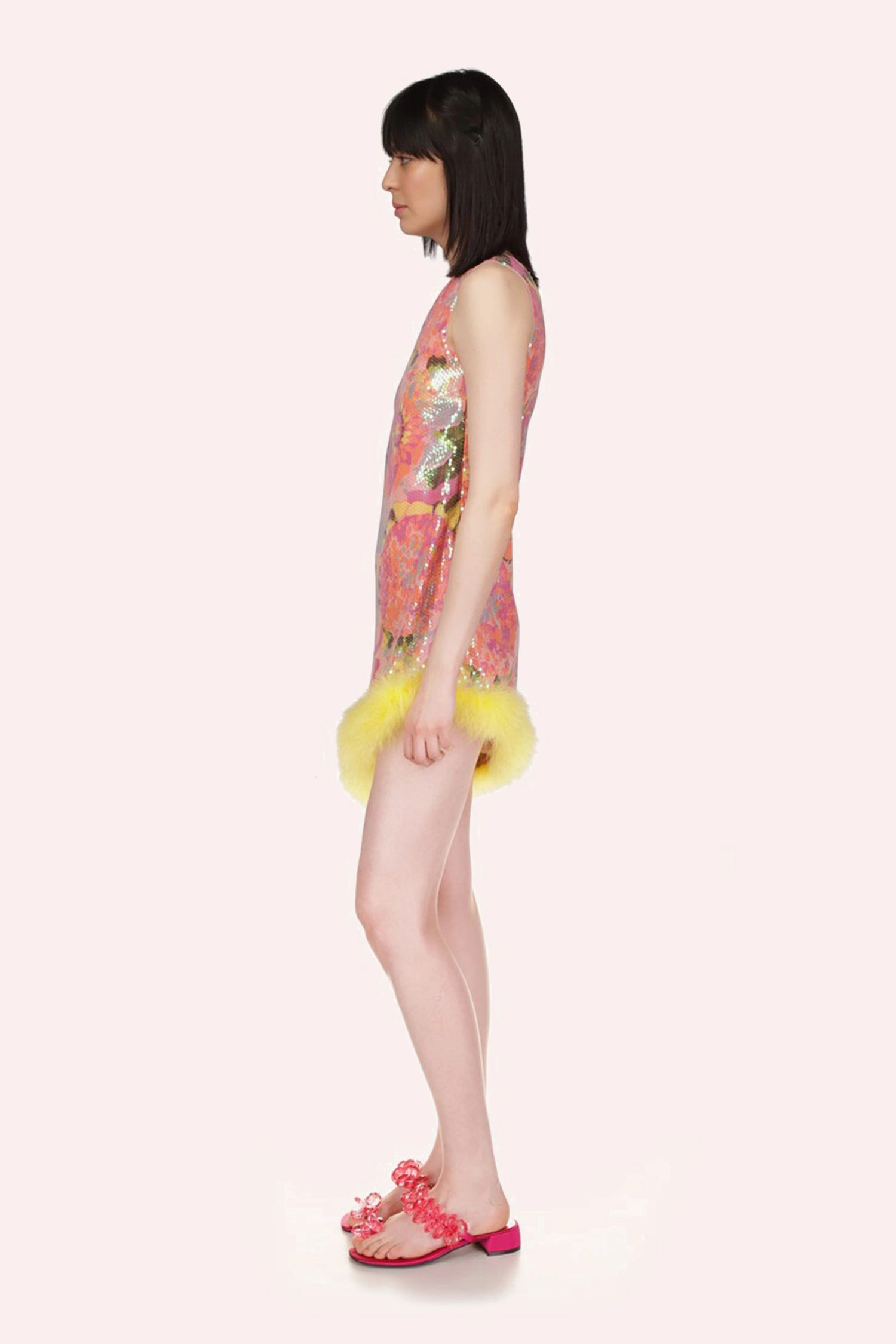 Dahlias Iridescent Sequin Asymmetrical Dress Perfect Style Wear