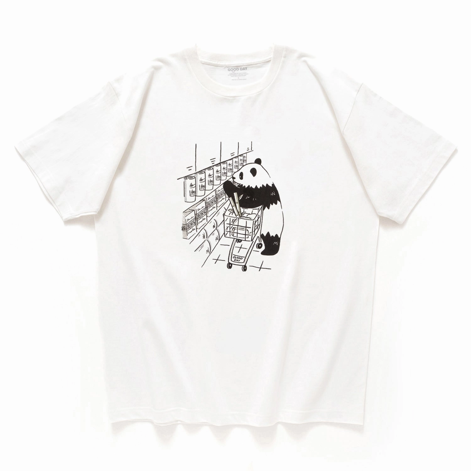 (ZT1541) Panda Market Graphic Tee Temperature Regulating Fabric DoubleLayeredCollar