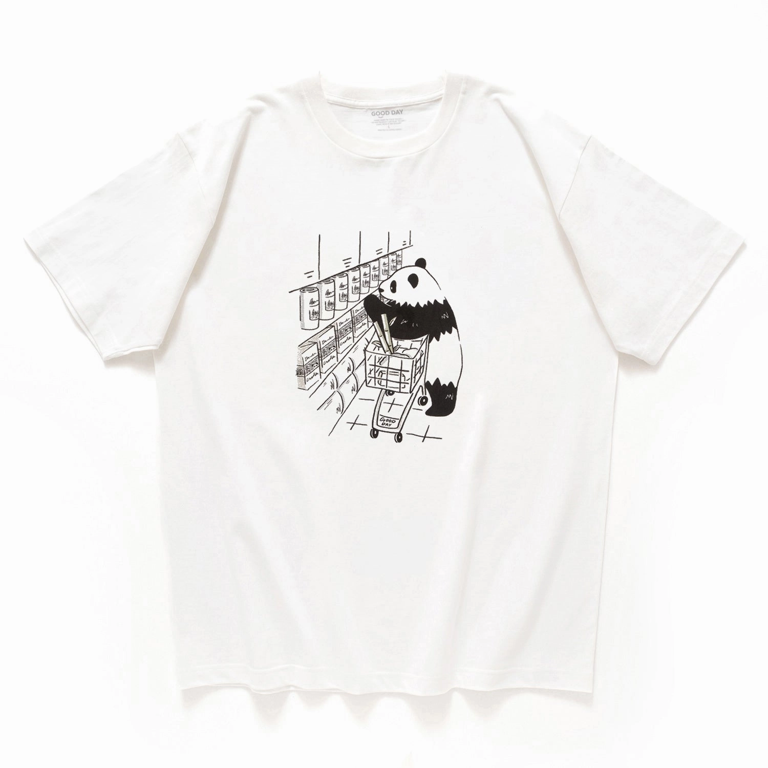 (ZT1541) Panda Market Graphic Tee suitable for all genders Fun and Relaxed