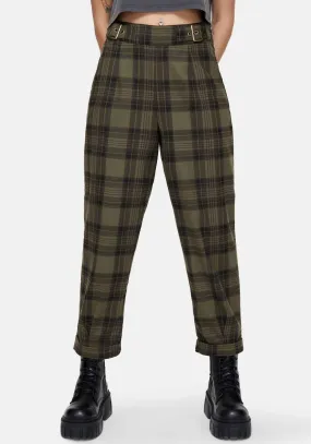 Warm Fit Dali Buckle Detail Check Balloon Trousers