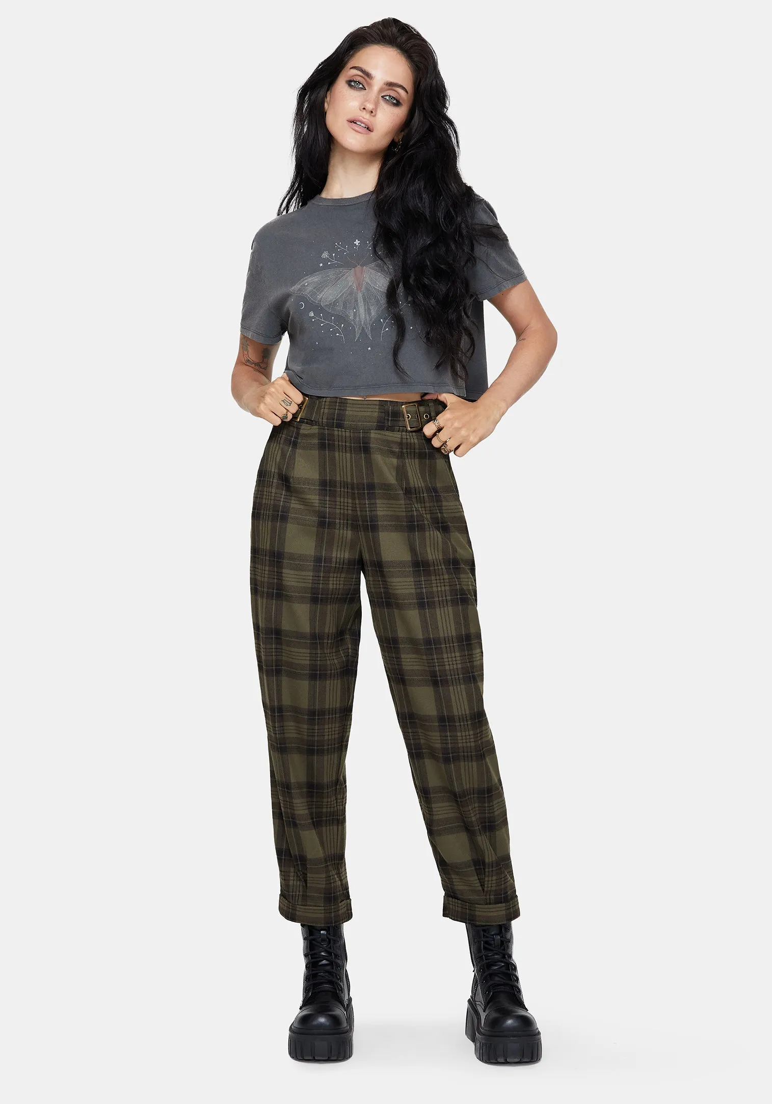 Dali Buckle Detail Check Balloon Trousers Movement Support NonRestrictiveCut