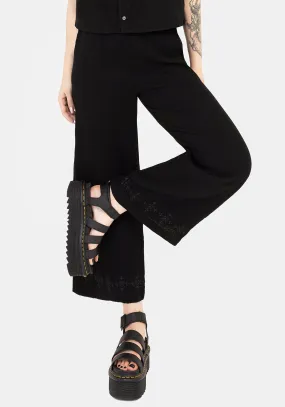Flat waistband Damara Embroidered Cotton Culottes