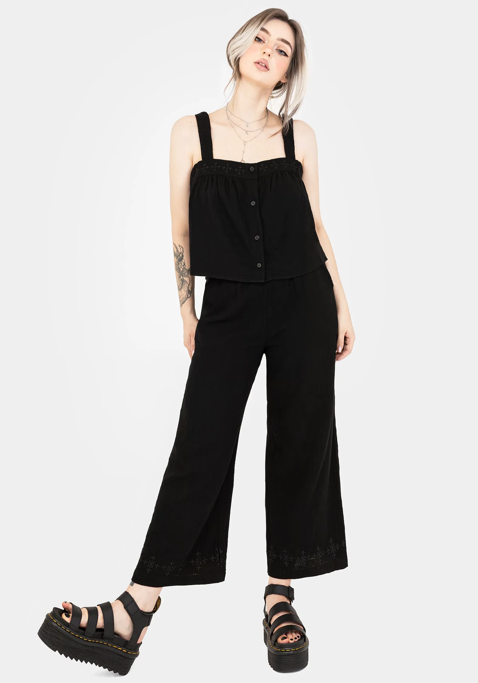 LightweightComfort Damara Embroidered Cotton Culottes