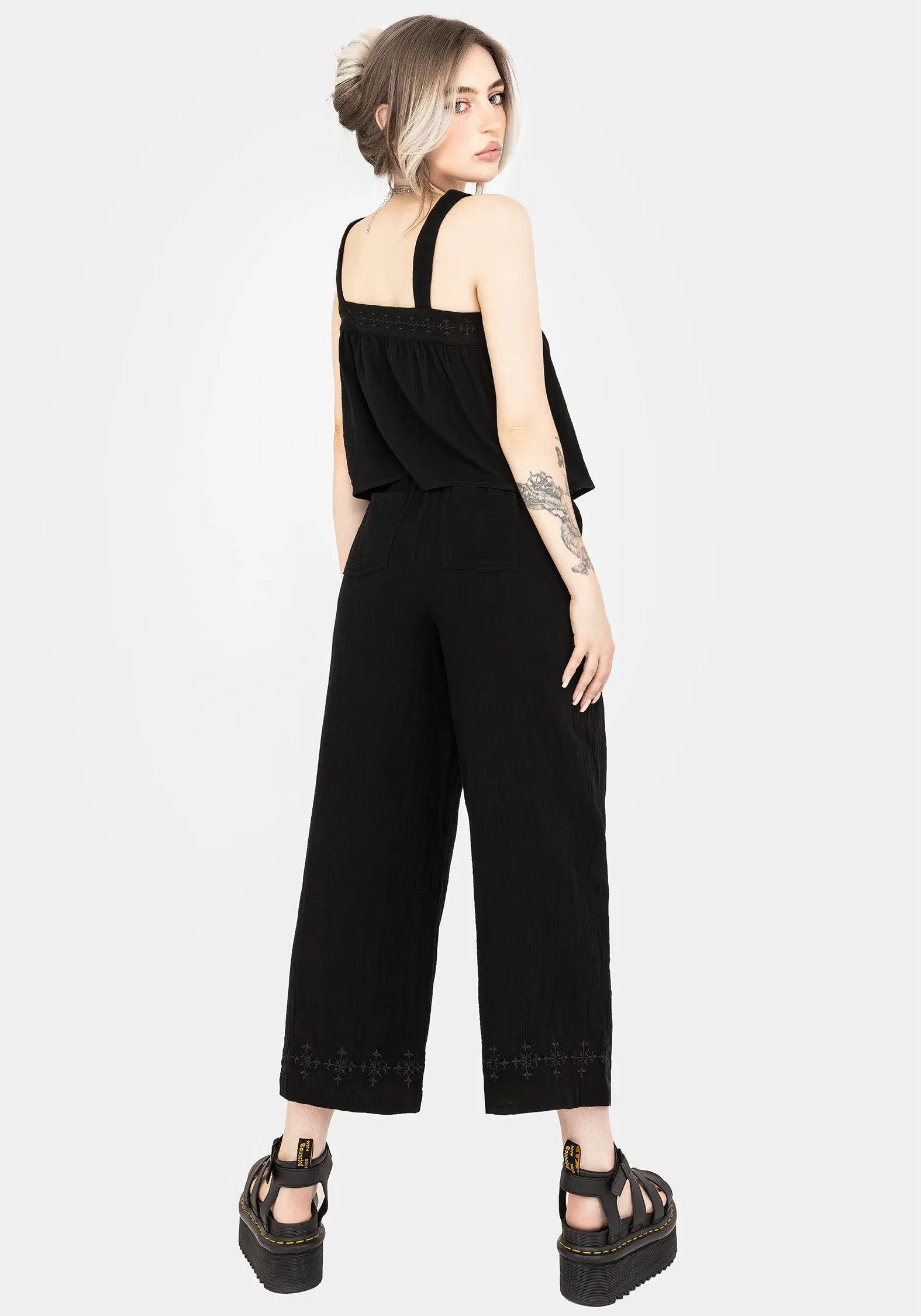 Comfy All-Day Damara Embroidered Cotton Culottes