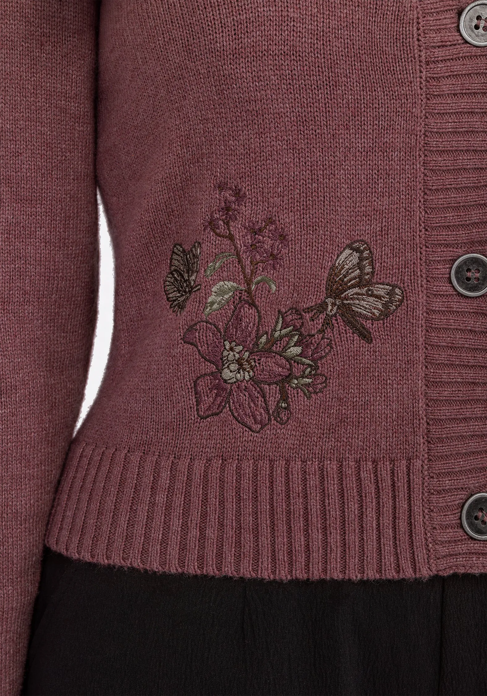 Dana Floral Moth Embroidered Cardigan - Purple Luxury