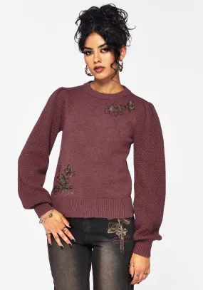 Craft boots Dana Floral Moth Embroidered Jumper - Purple