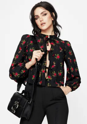 Fashionable Trend tie dye Darcey Floral Print Chiffon Tie-Front Blouse