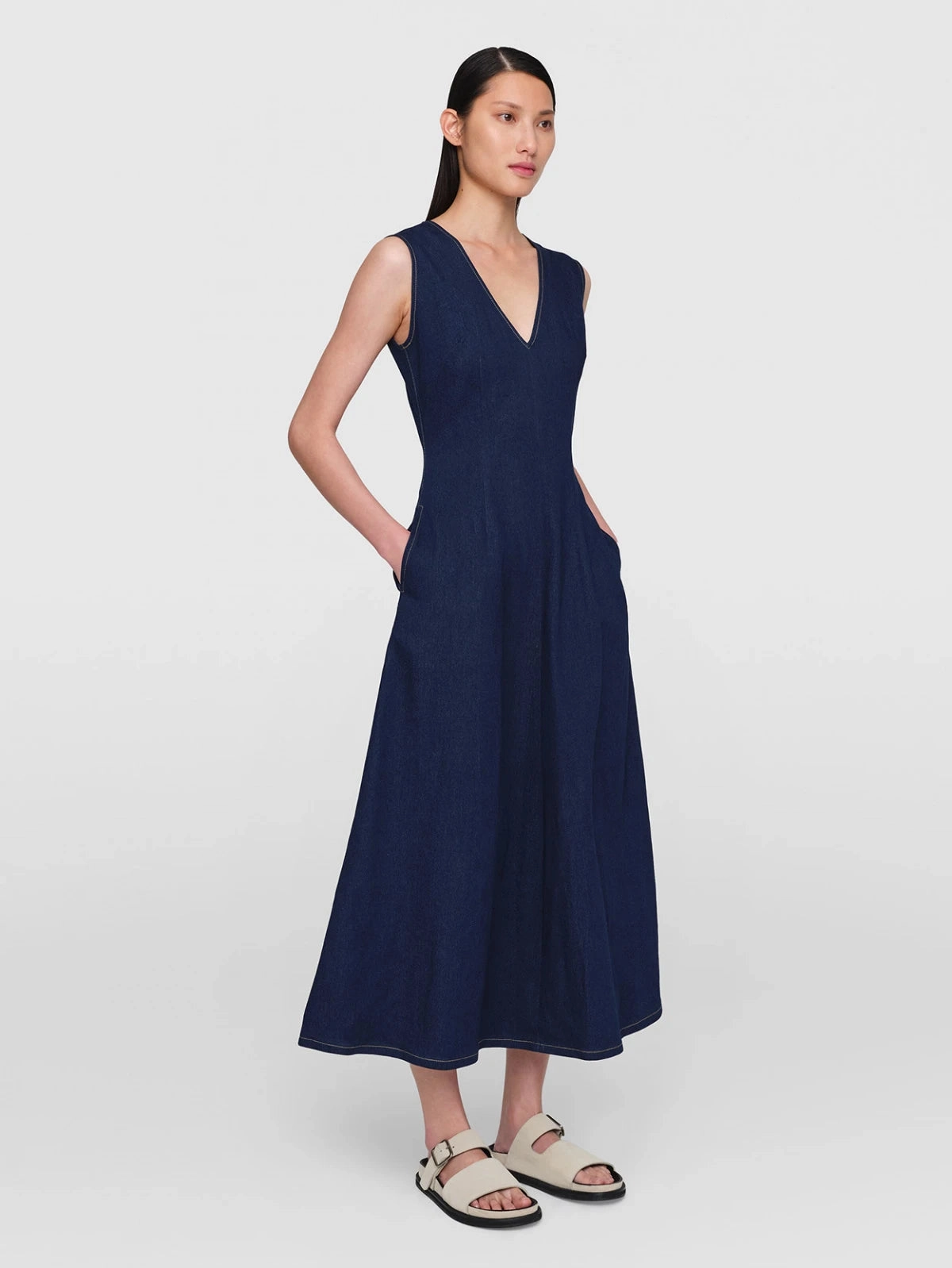Layered Texture Perfect Day-to-Night Dark Denim Laurie Denim Dress