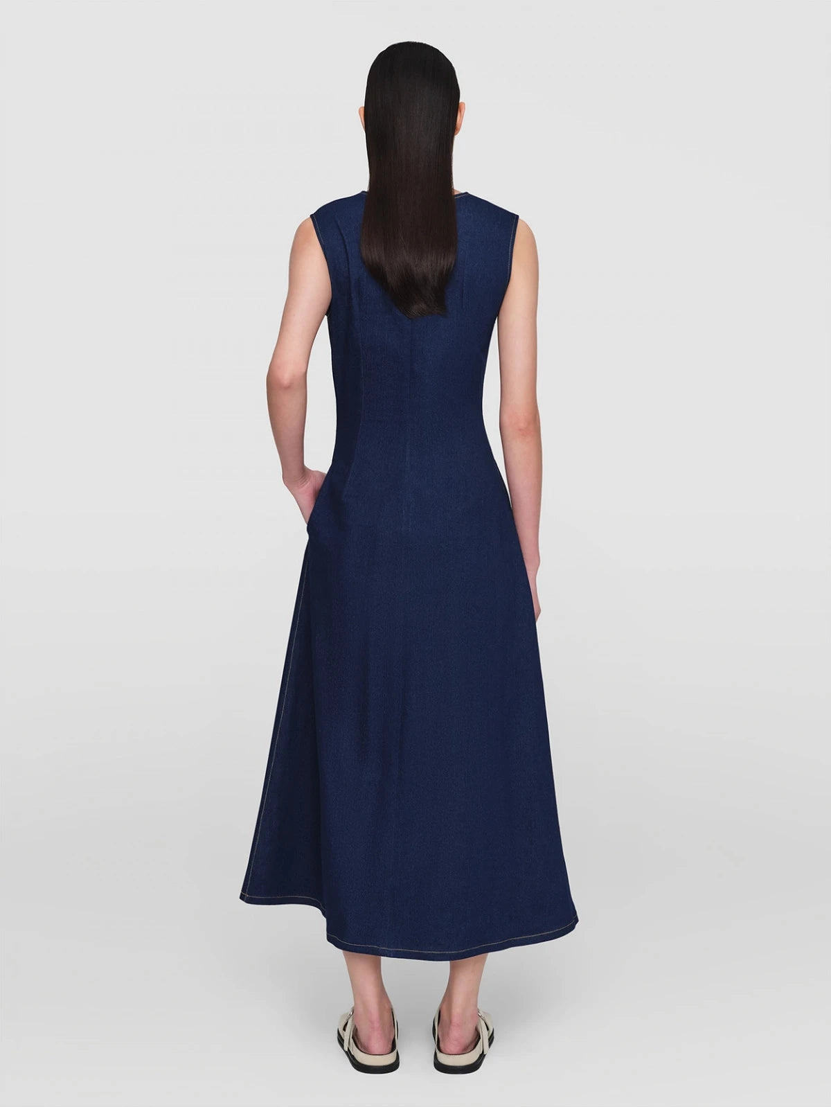 Back Glow Comfort and Elegance Dark Denim Laurie Denim Dress