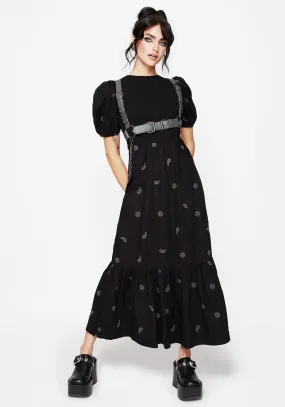 Dawn Sun Embroidered Tiered Maxi Dress Sophisticated Elegance Reversible-Style