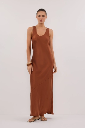 DARCY RUST SILK MAXI DRESS Romantic date dress