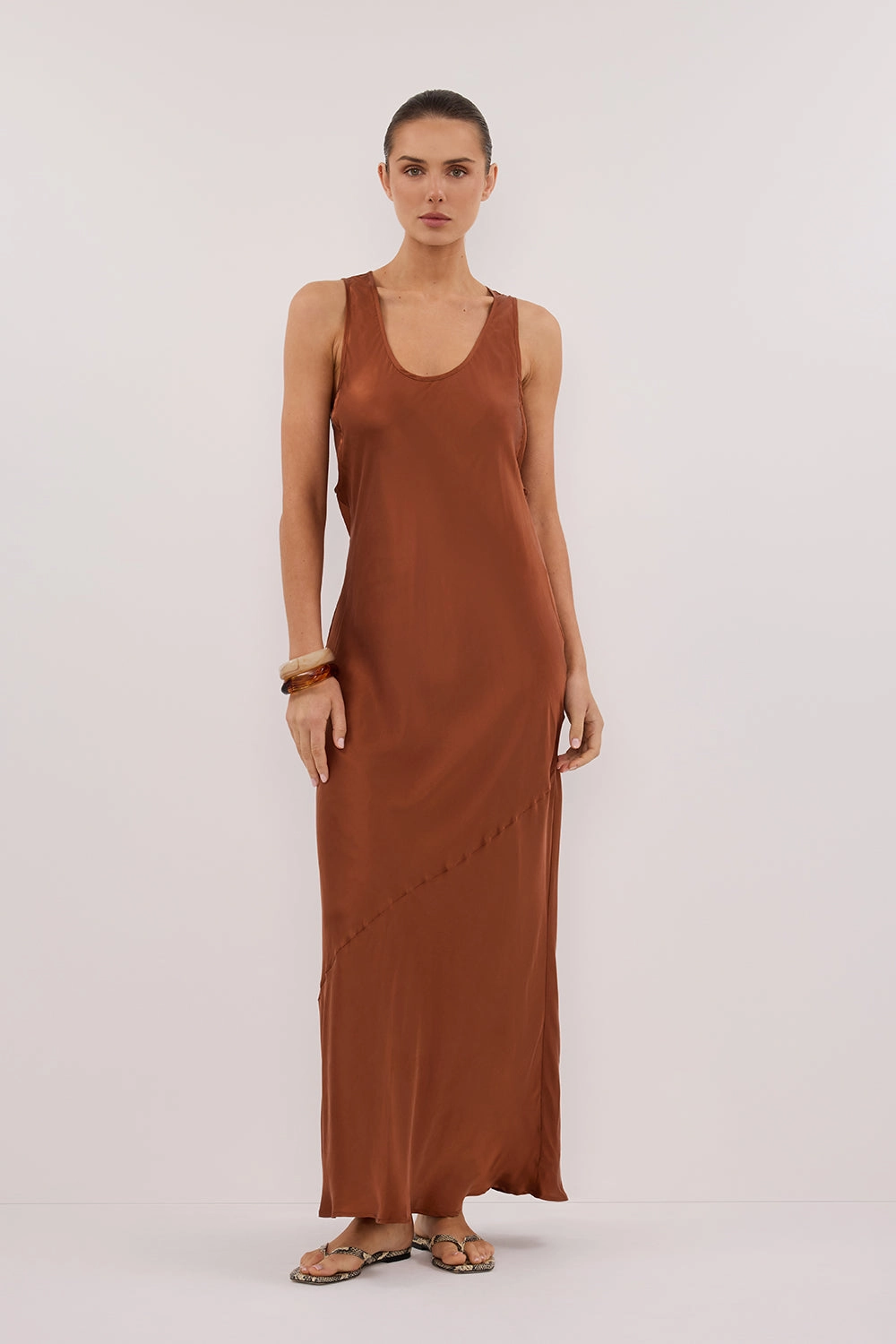 Shared Glow DARCY RUST SILK MAXI DRESS