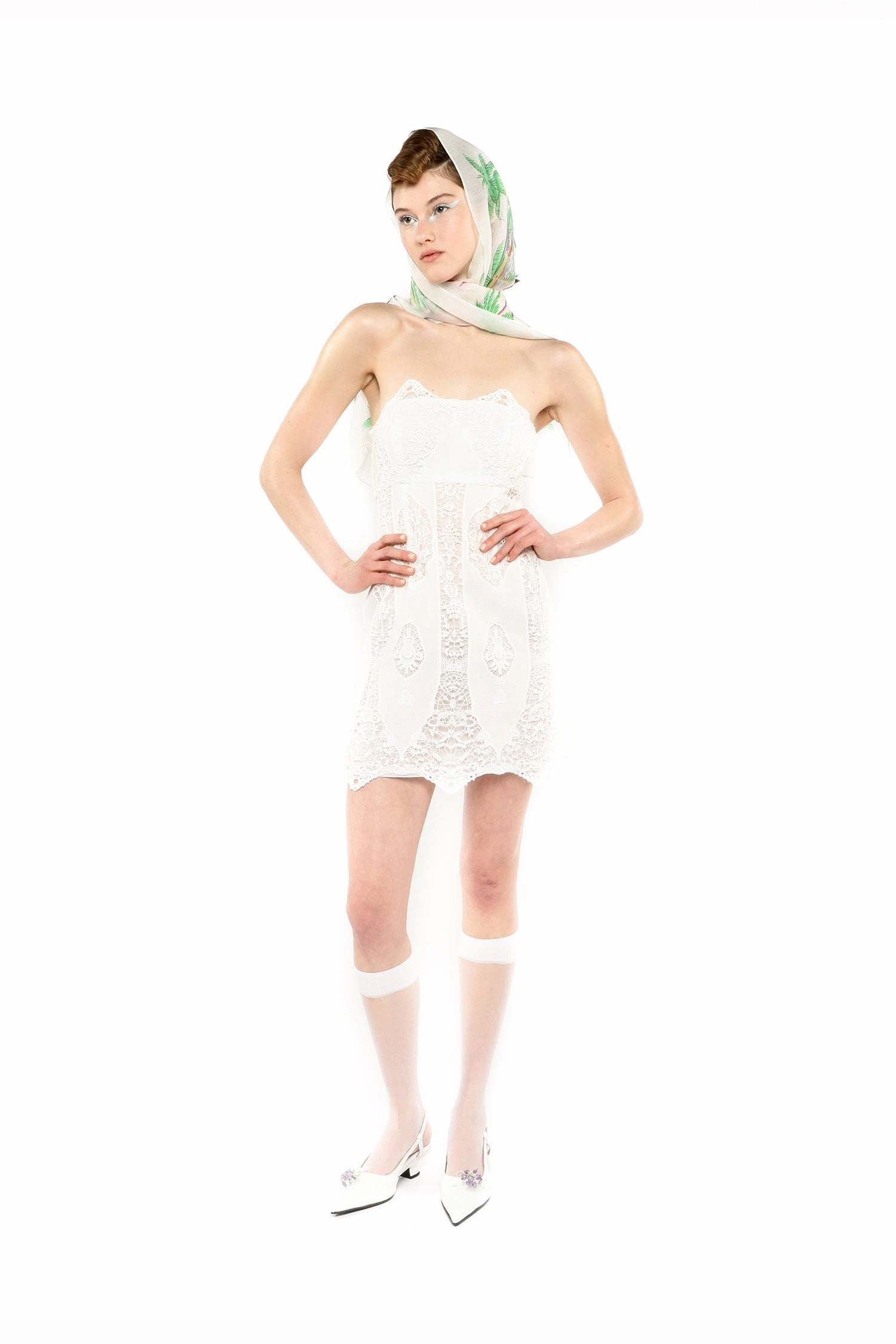 Applique Lace Combo Strapless Dress Fall Mood
