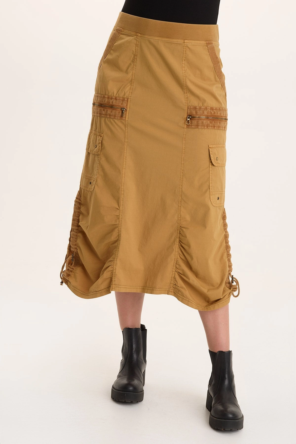 Shea Ruched Detail Cargo Midi Skirt Streetwear Look Designer Inspired