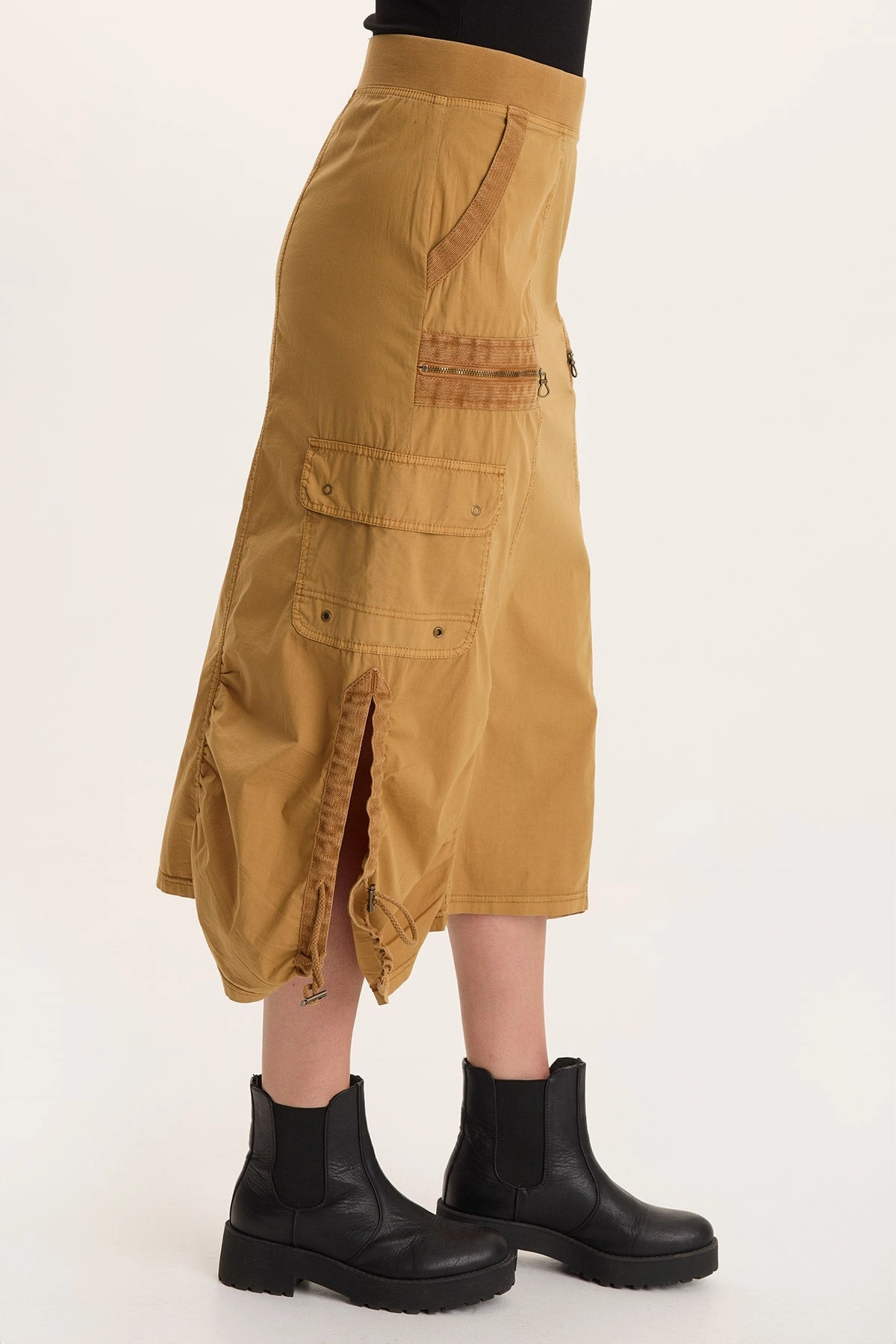 Collaboration Piece Synthetic Blend Shea Ruched Detail Cargo Midi Skirt