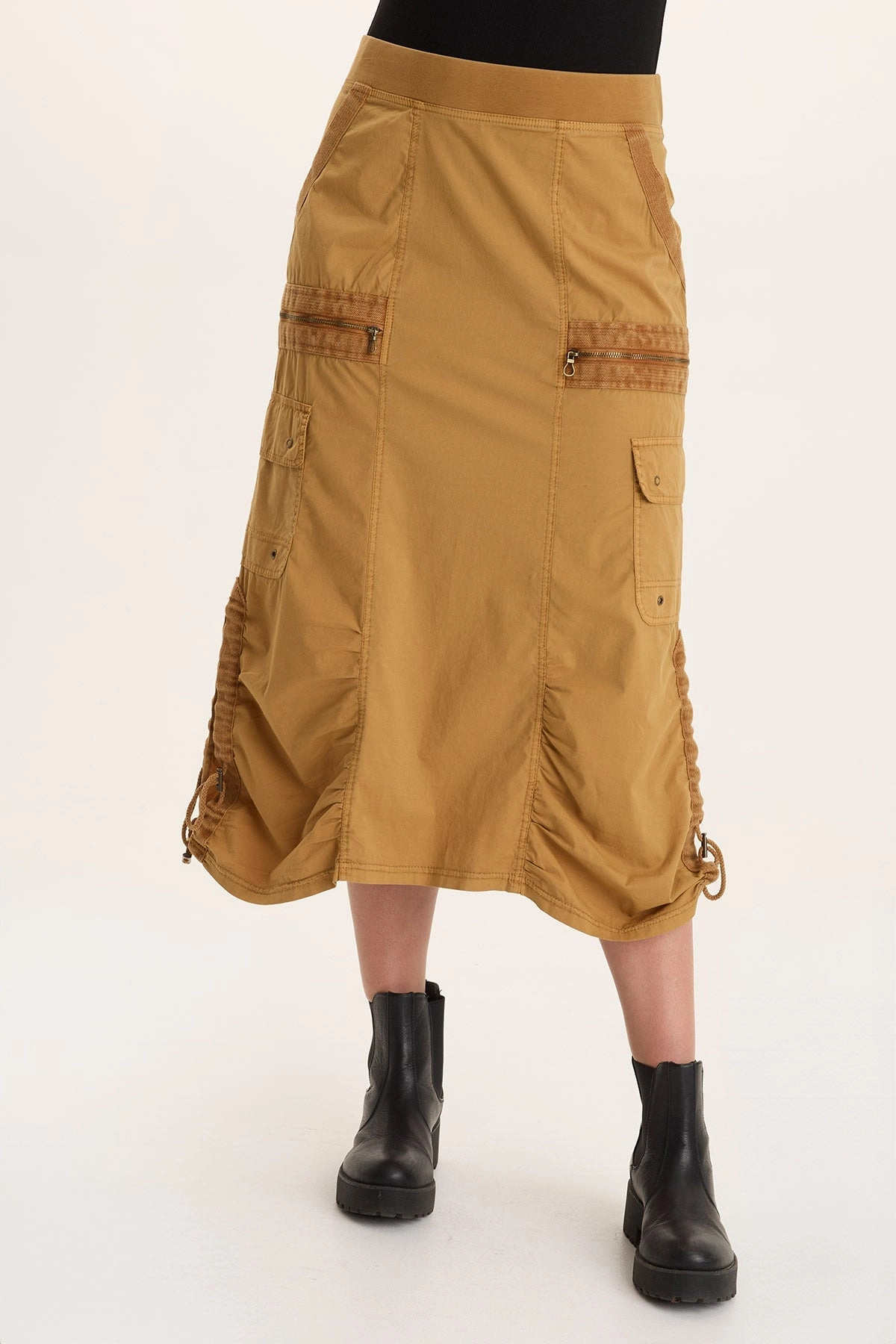 Shea Ruched Detail Cargo Midi Skirt Classic Appeal Collaboration Piece