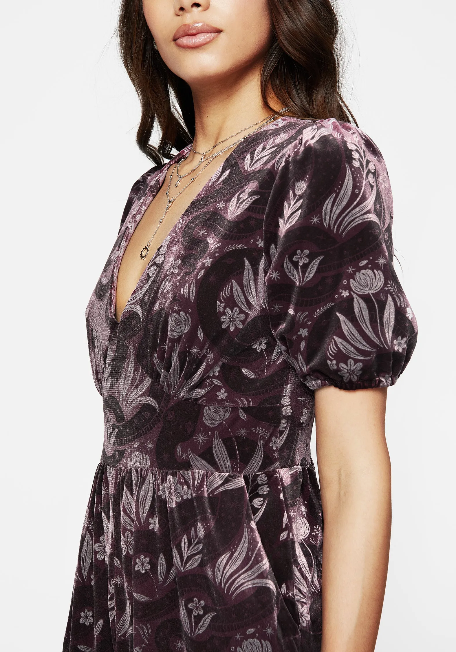 Machine washable Deception Snake Foil Print Velour Jumpsuit