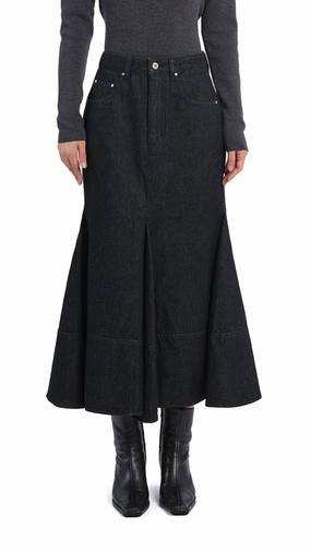 Gather Details Denim Fishtail Skirt