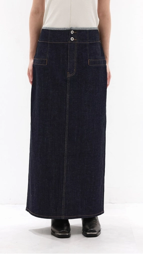 Denim Skirt color block