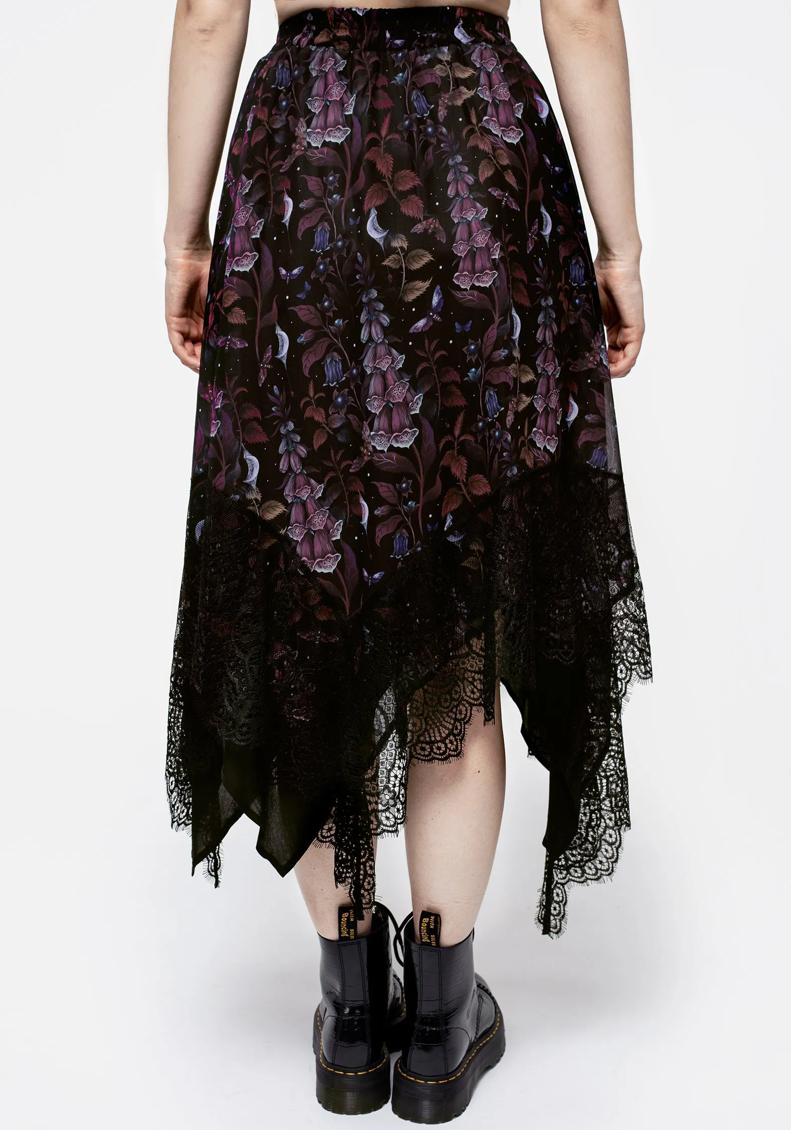 Summer Picnic Fresh Aesthetic Foxglove Chiffon Handkerchief Hem Skirt